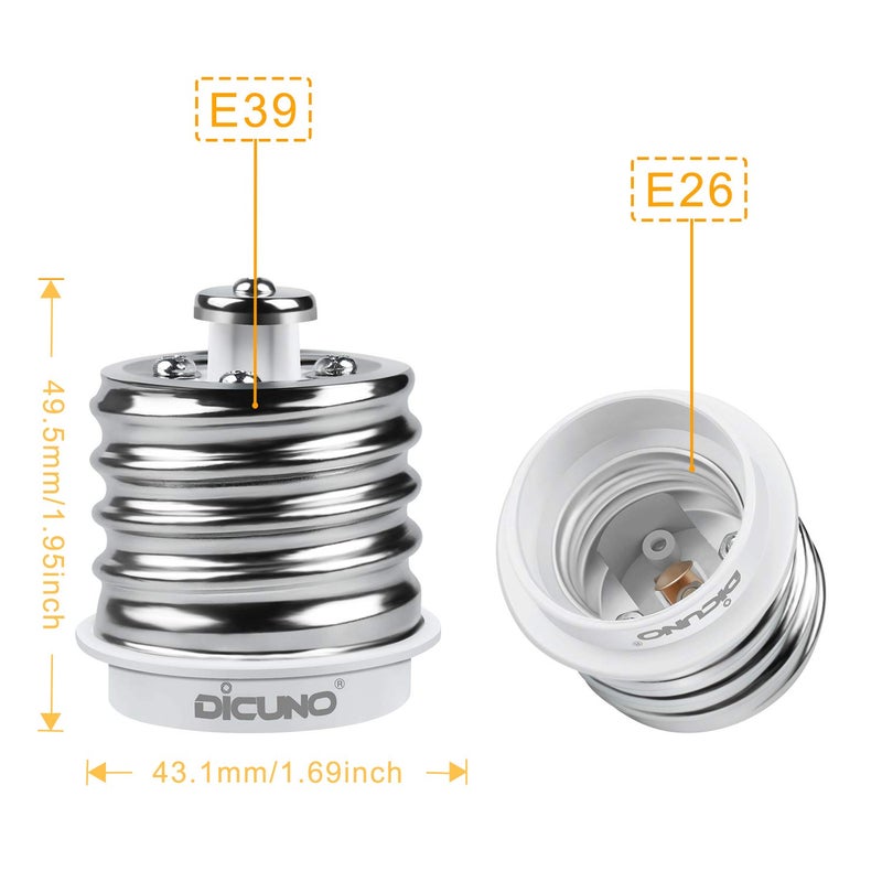 DiCUNO محول DiCUNO E39 إلى E26، قاعدة مصباح لامبة E39 إلى E26 القياسية، مخفض محول، مقاوم للحرارة حتى 200 واط و165 درجة مئوية، محول قاعدة المصباح، عبوة 10 قطع - Image 3